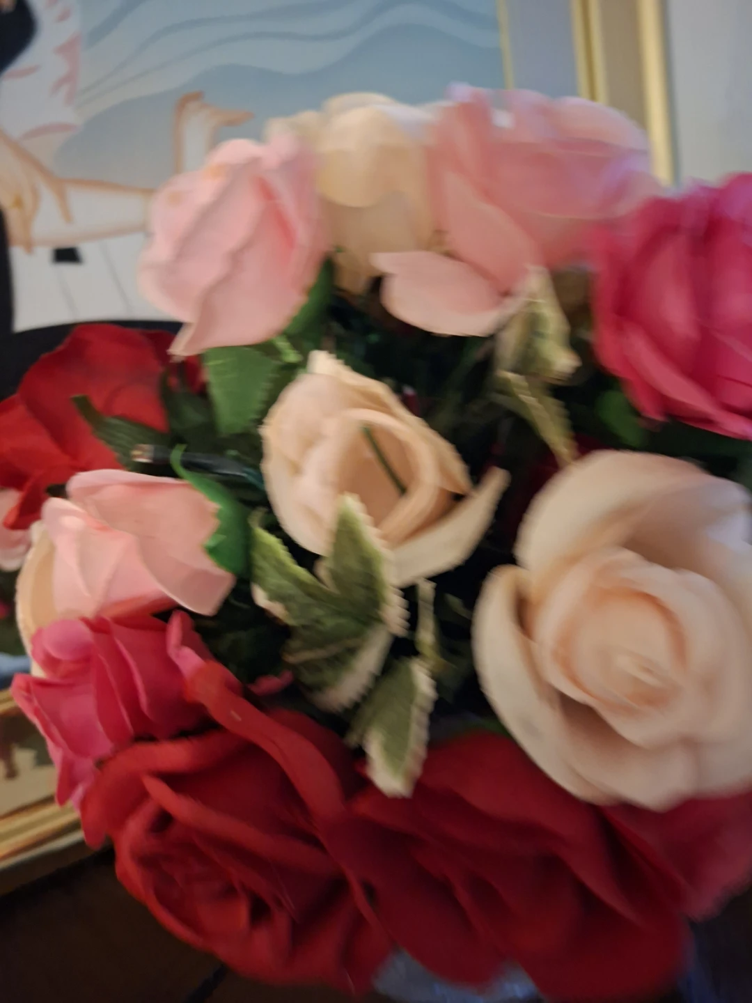 Artificial Rose Bouquet in Glass Vase - photo 3