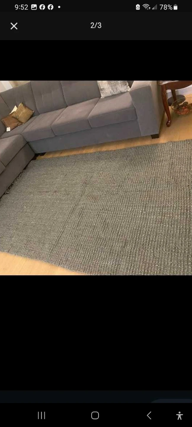 Grey Area Rug with Fringe