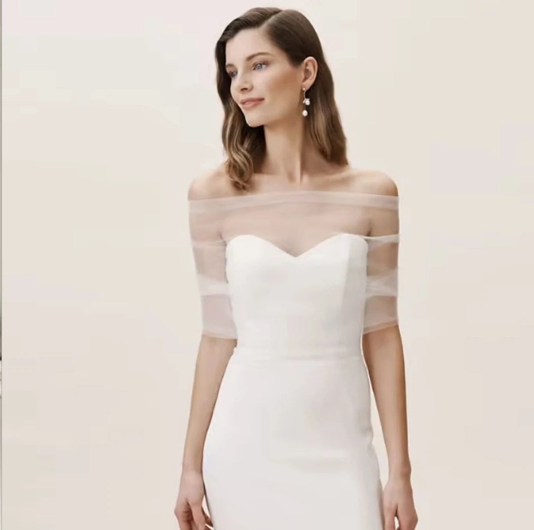 White Tulle Wedding Dress Overlay