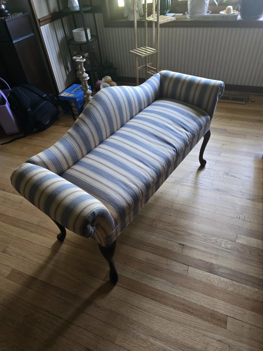Striped Chaise Lounge Bench
