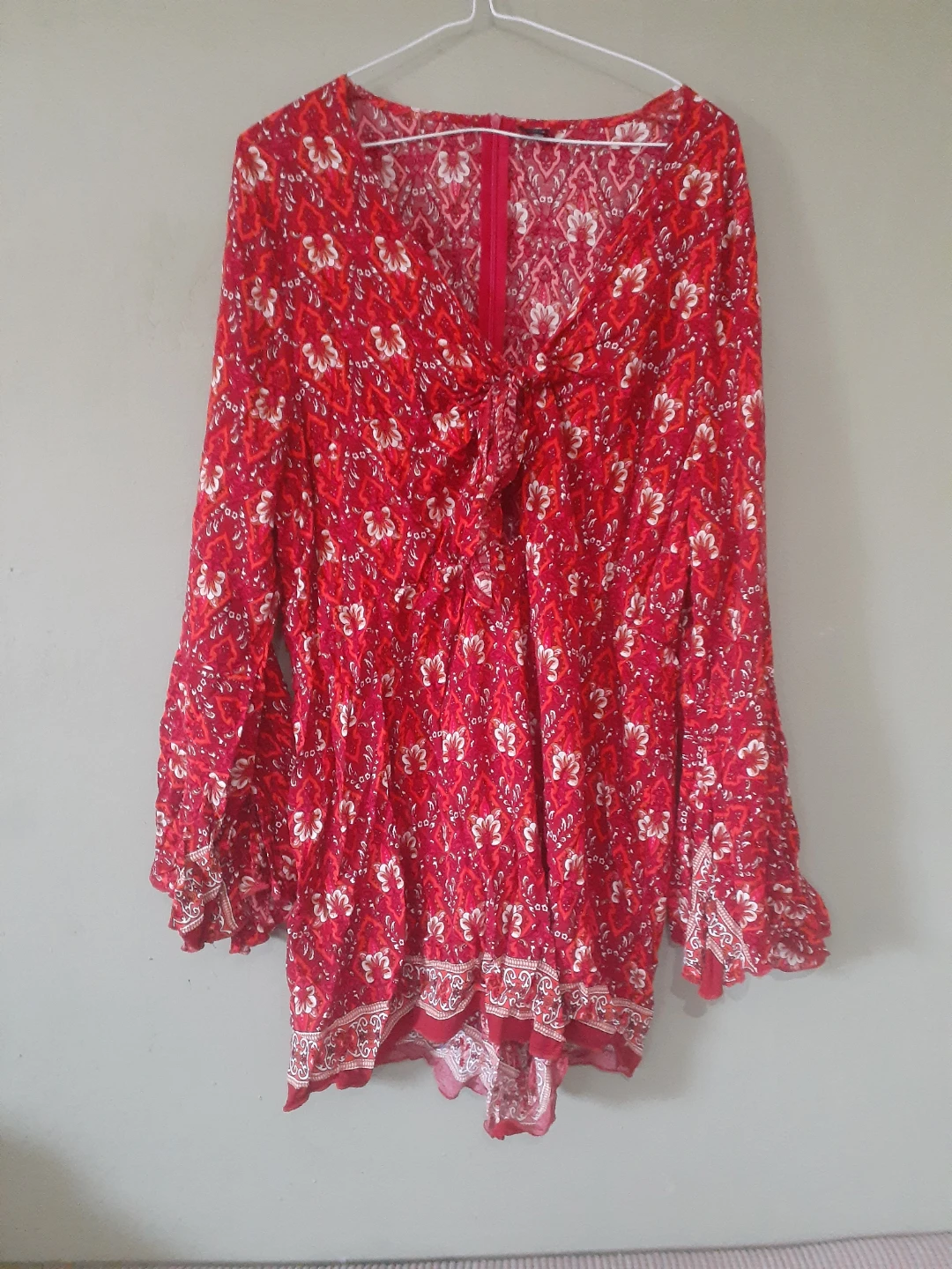 SHEIN CURVE Red Floral Print Maxi Dress