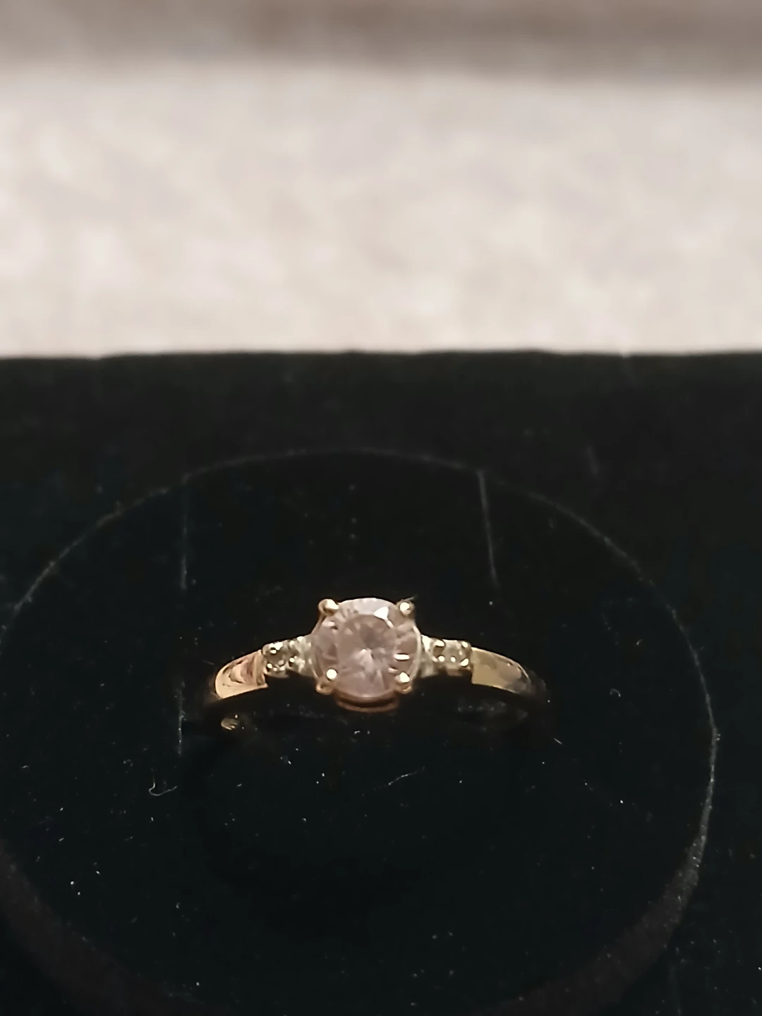 14K Gold Ring with Pink Stone and Diamonds