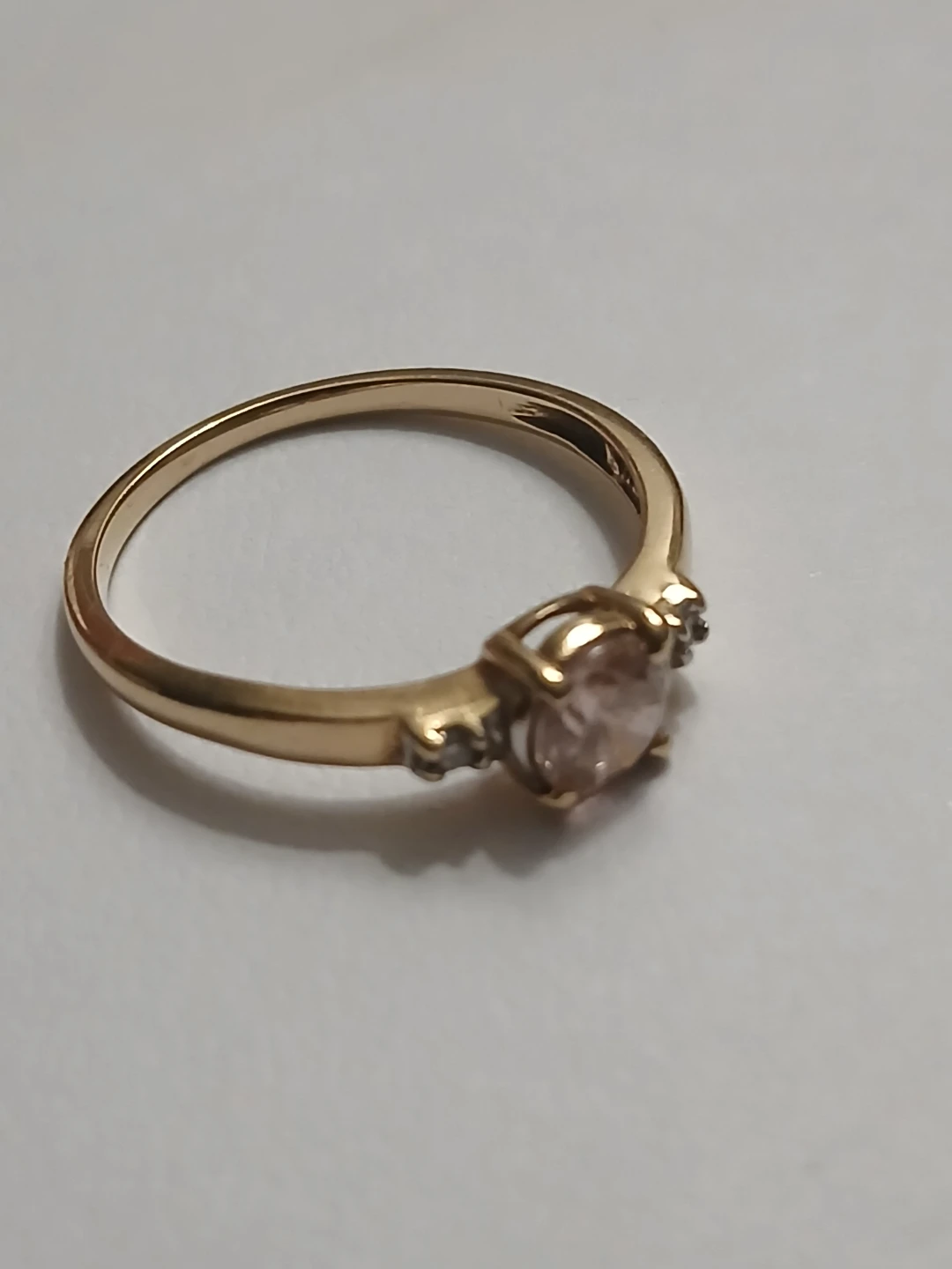 14K Gold Ring with Pink Stone and Diamonds - photo 3