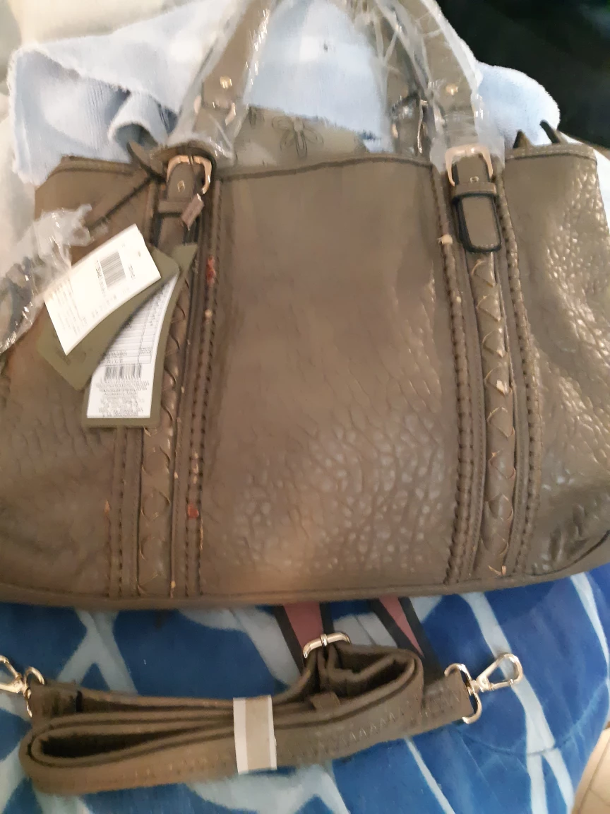 Grey Faux Leather Tote Bag