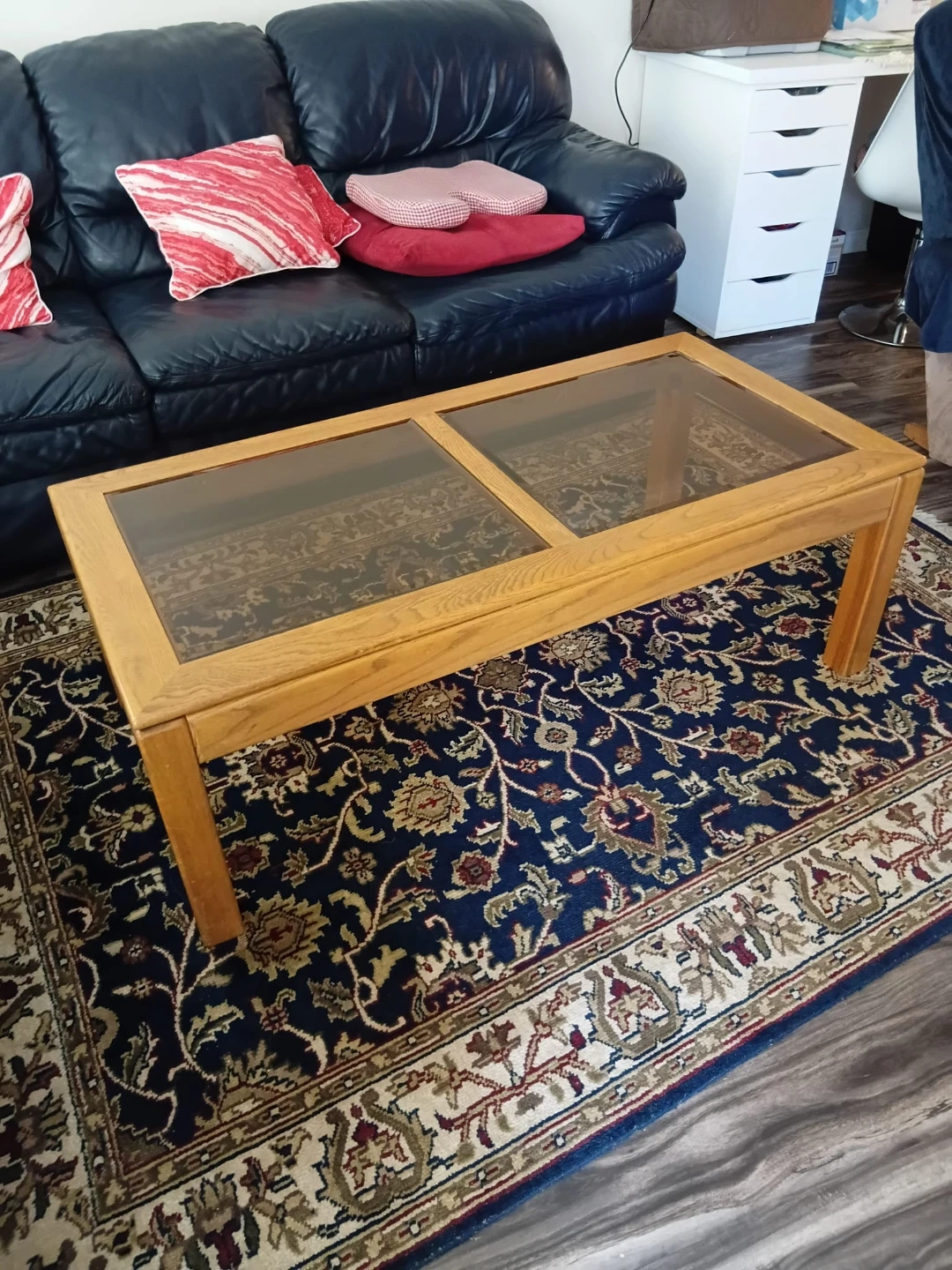 Oak Coffee Table with Glass Top