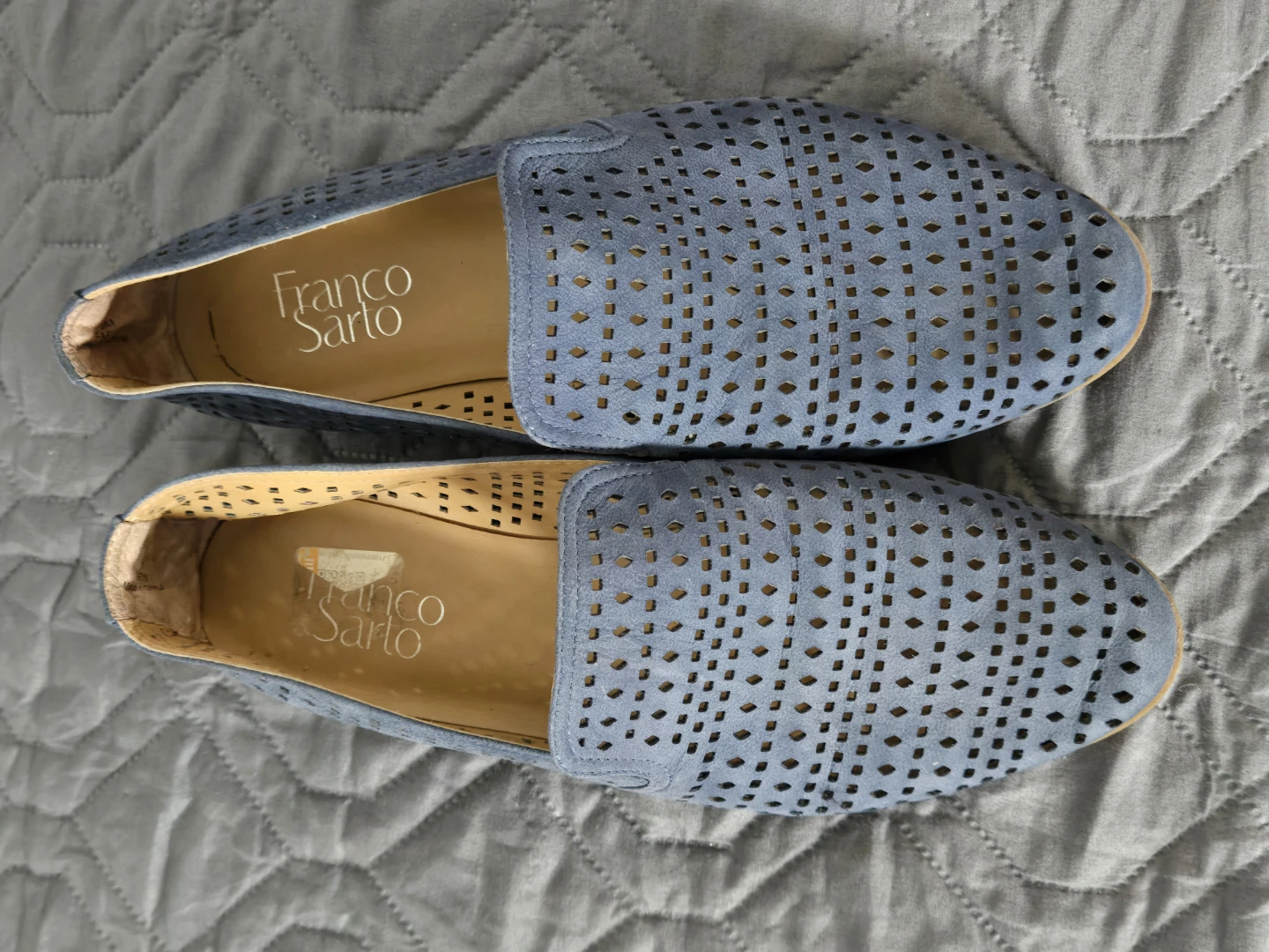 Franco Sarto Blue Perforated Loafers used