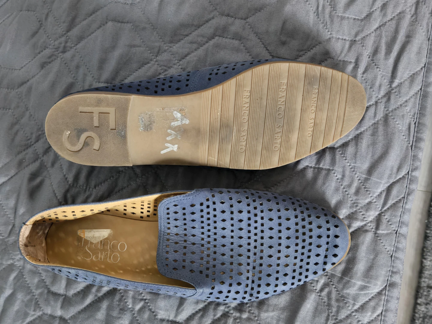 Franco Sarto Blue Perforated Loafers used - photo 2