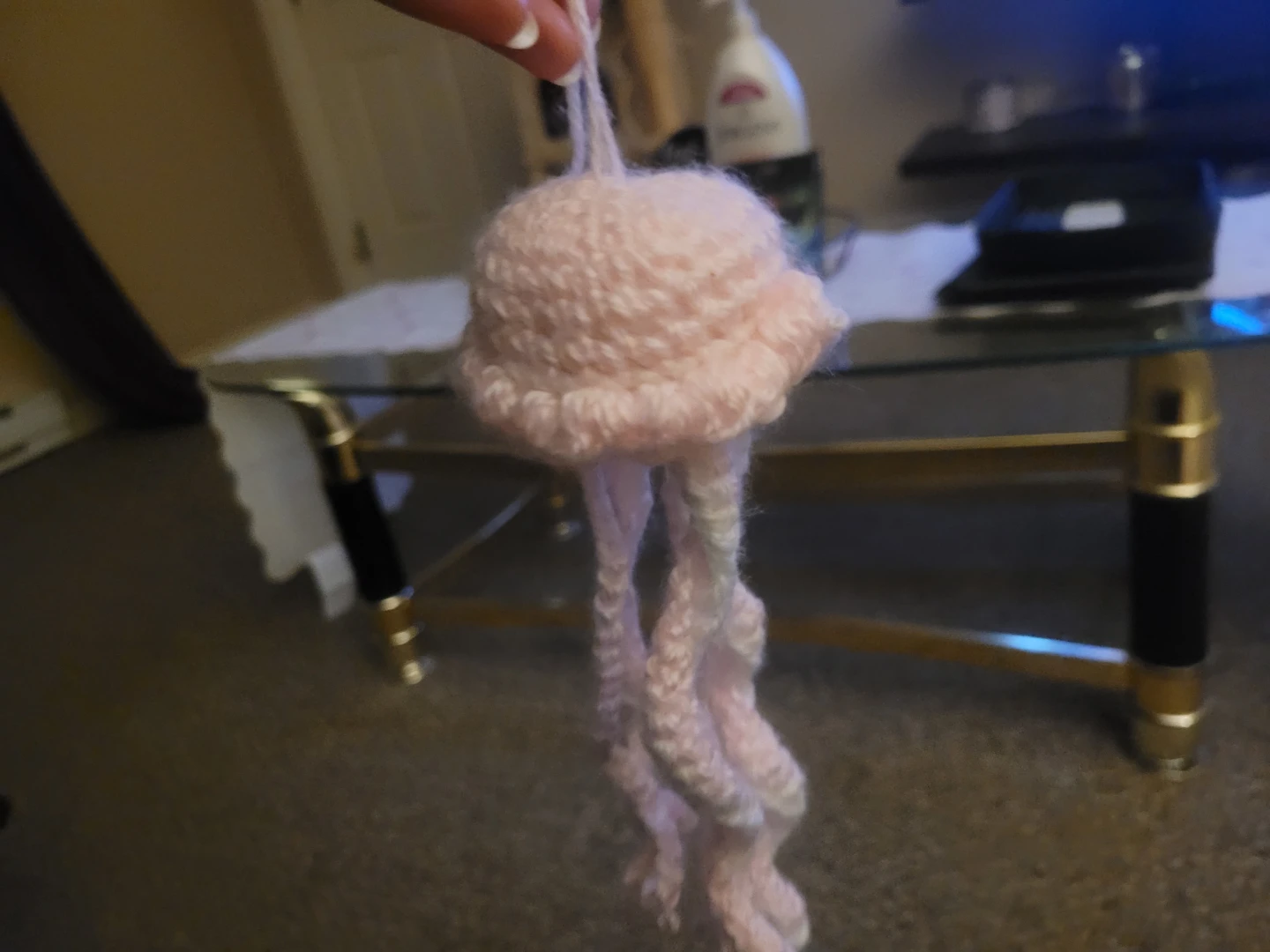 Crocheted Pink Jellyfish Ornament