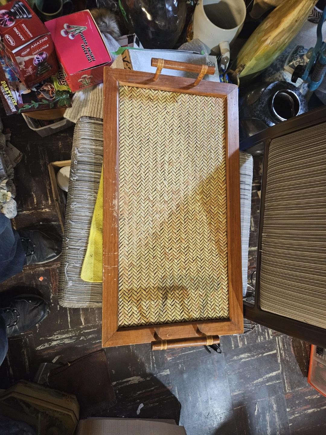 Wooden Tray with Woven Insert - photo 2