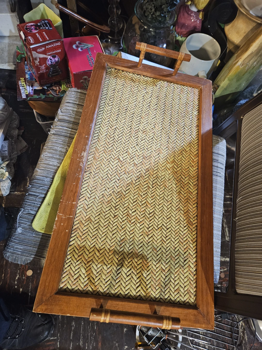 Wooden Tray with Woven Insert - photo 3
