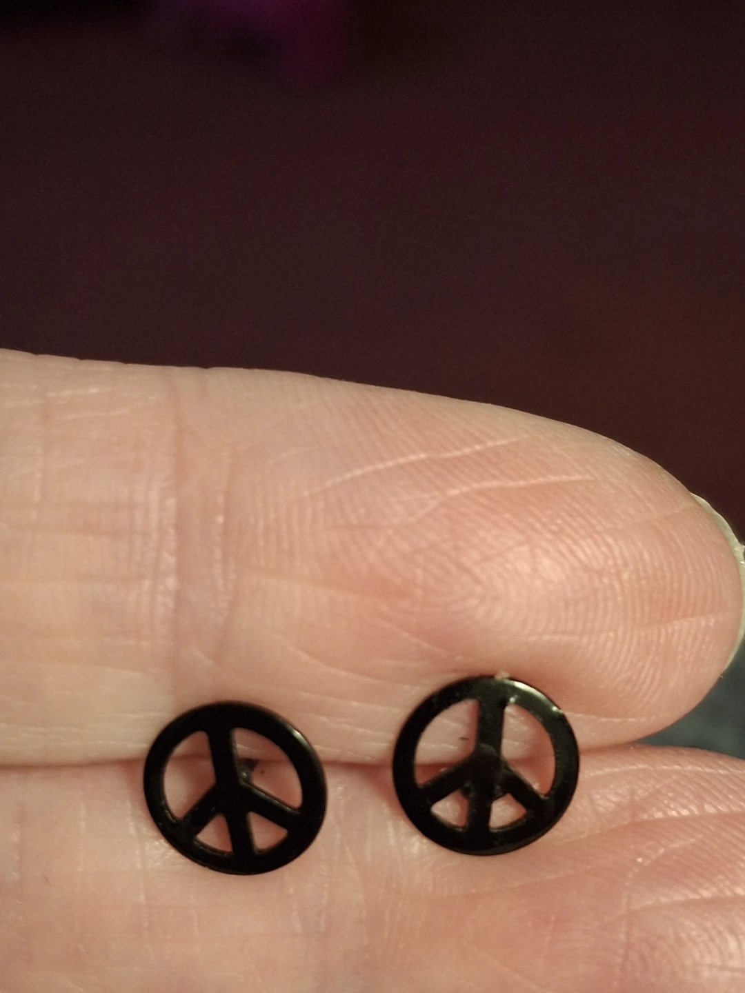 Black Peace Sign Stud Earrings - photo 3