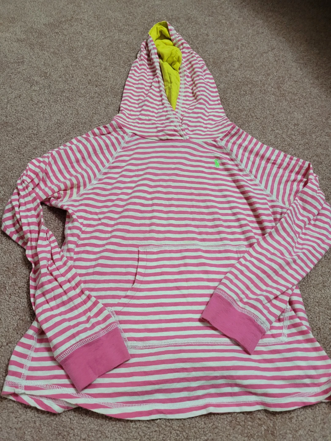 Pink and White Striped Hoodie