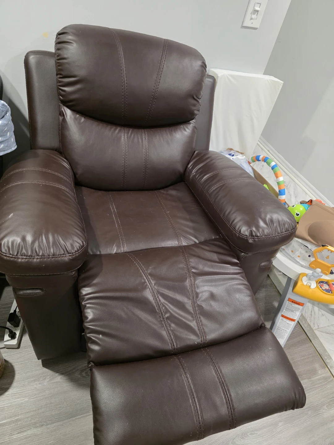 Brown Faux Leather Recliner Chair (manual) - photo 2