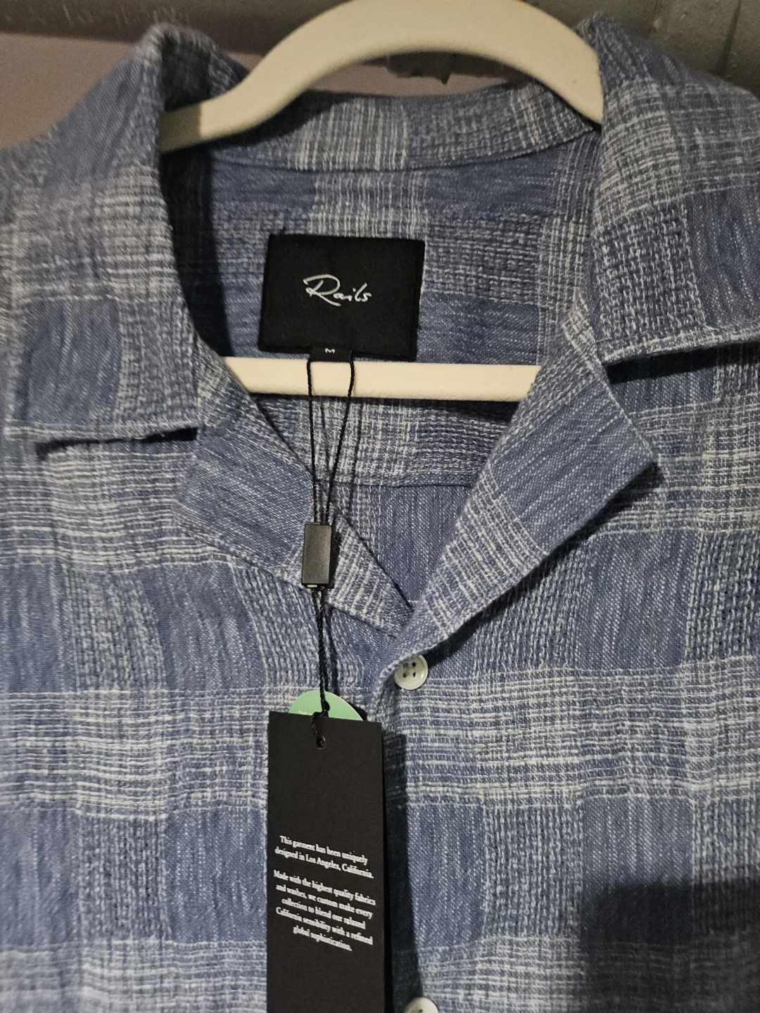 Rails Men's Blue Plaid Short Sleeve Shirt - Size M - photo 2