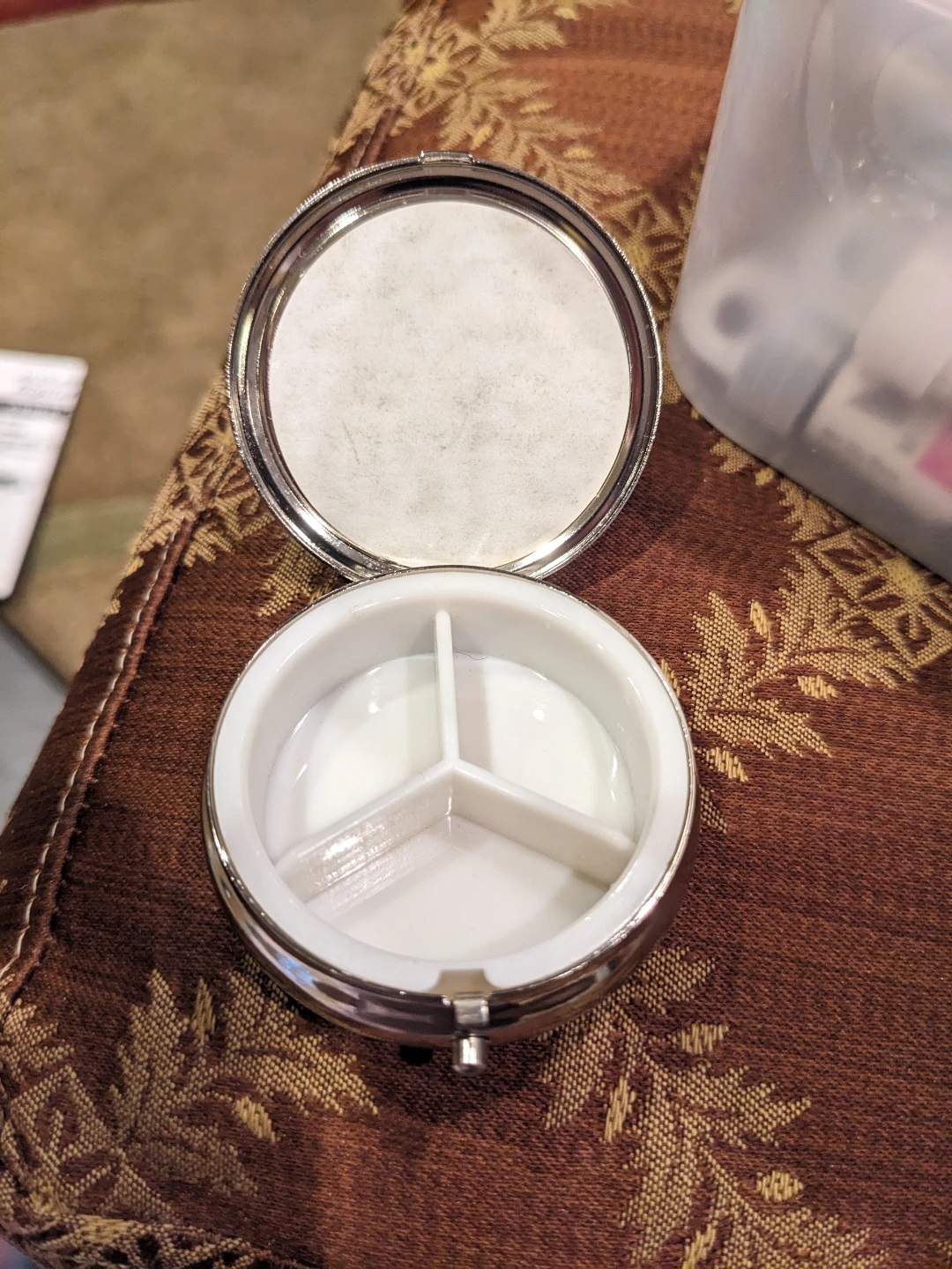 Round Pill Case with Skull and Roses Design - photo 2