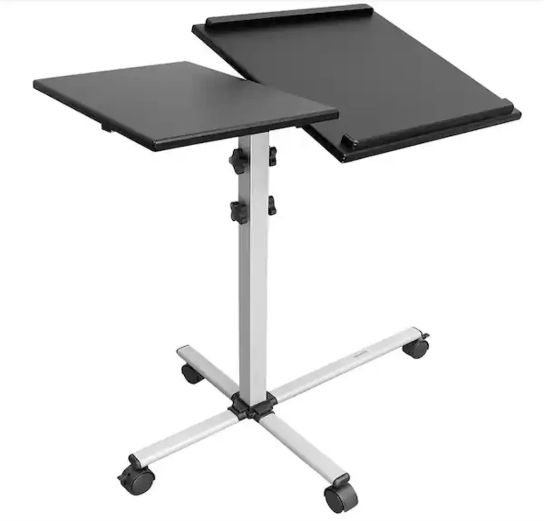 Black Rolling Laptop Desk & Adjustable Projector Stand - photo 2