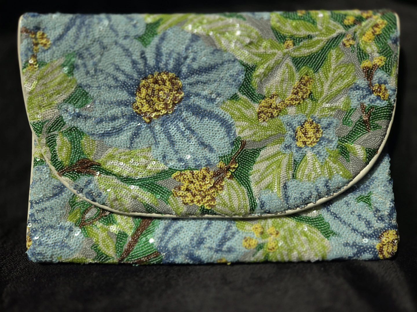 NEVER USED:  Sequin Floral Clutch Purse