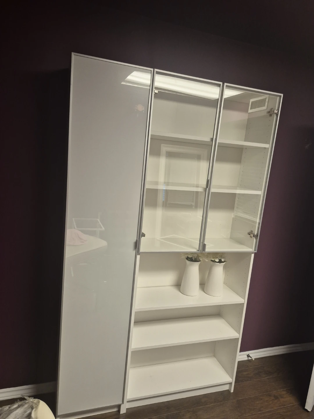 White IKEA PAX Wardrobe Unit with Glass Doors