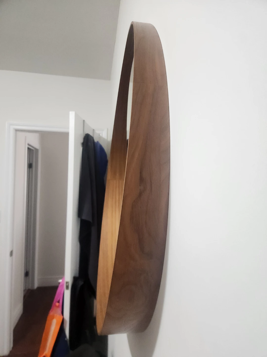 Round Walnut Veneer Mirror - 80 cm (31 1/2") - photo 3