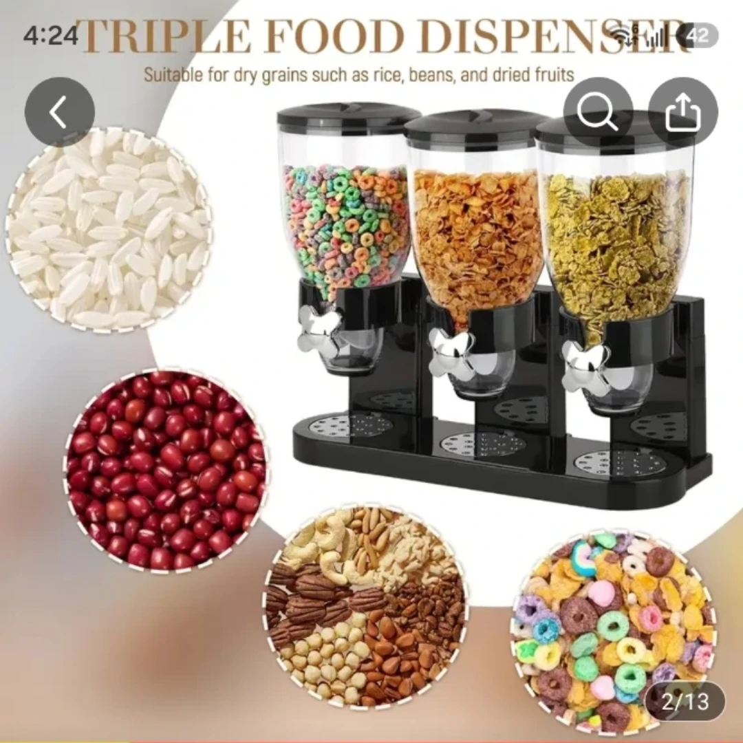 New Triple Food Dispenser - Cereal, Candy, Dry Goods - photo 2