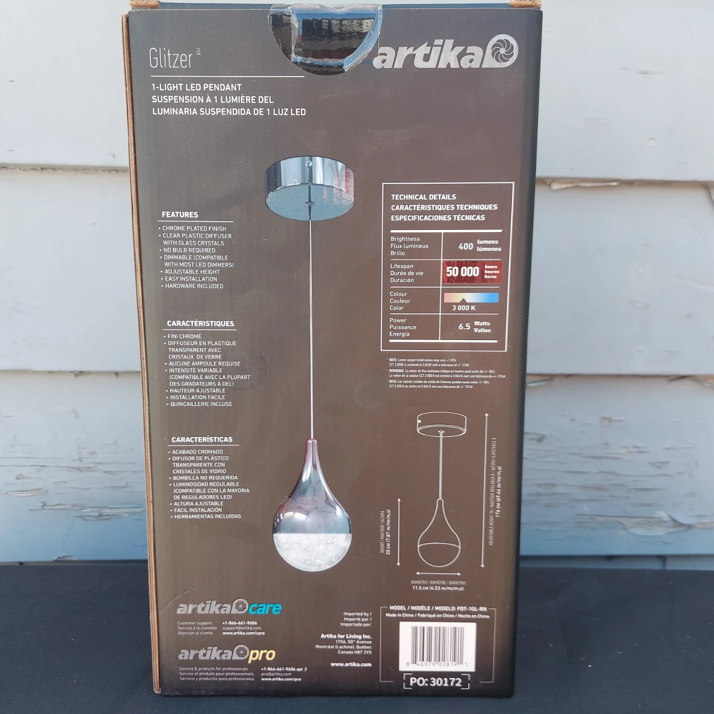 NEW - Artika Glitzer 1-Light LED Pendant Light - photo 2