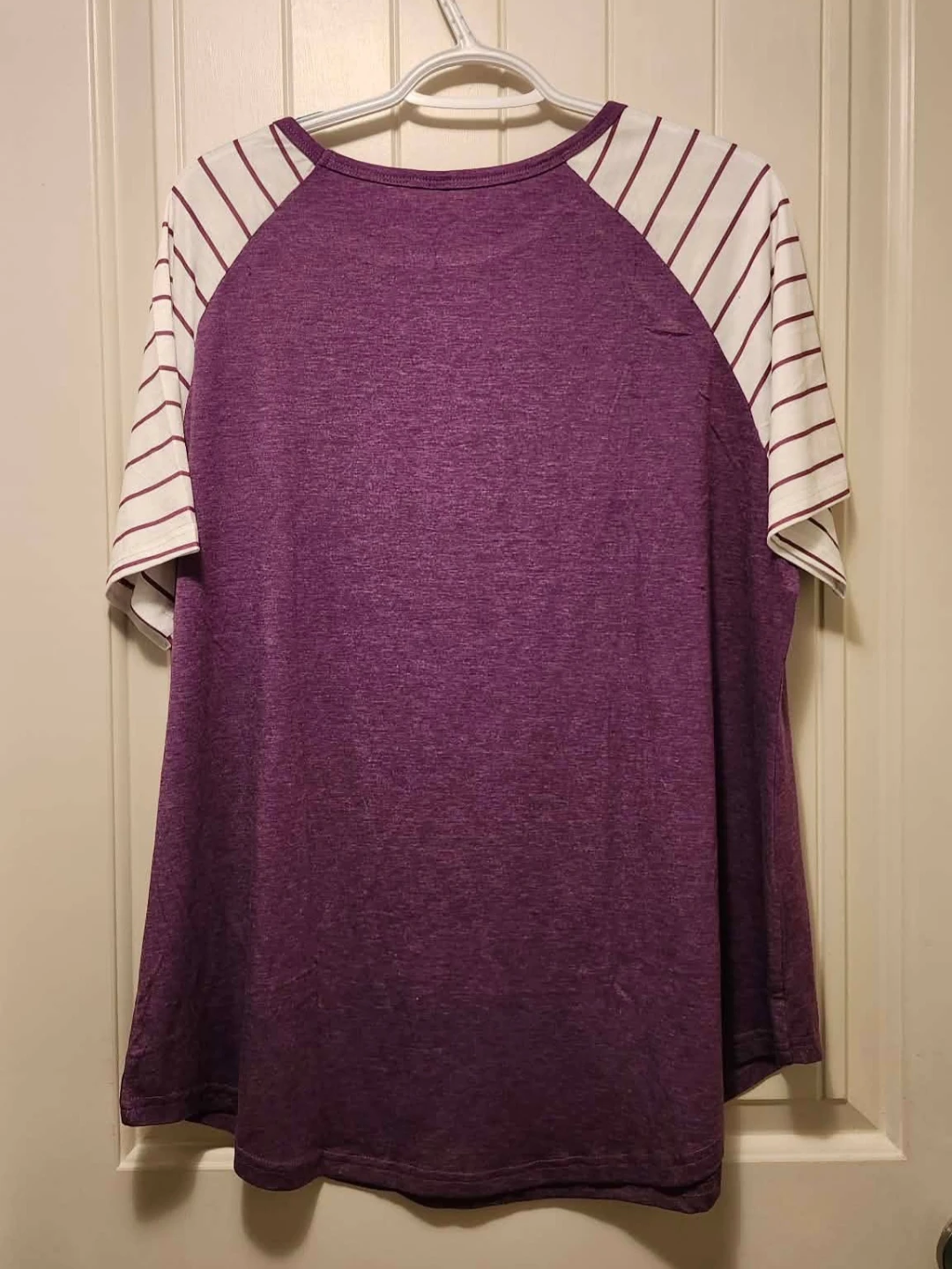 D OLINNE Purple Striped Raglan T-Shirt - 16W - photo 3