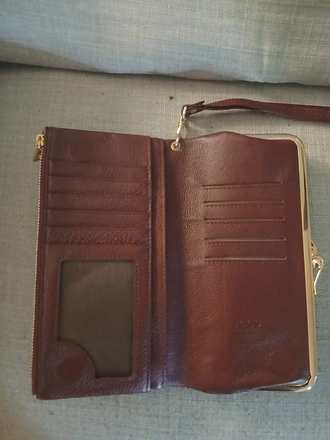 Brown Leather Wallet with Zipper and Clasp - photo 3