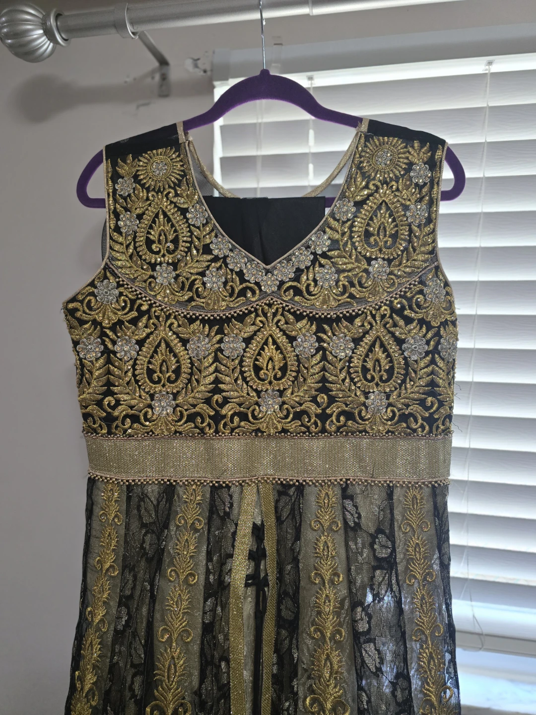 Black and Gold Embroidered Anarkali Dress - photo 2