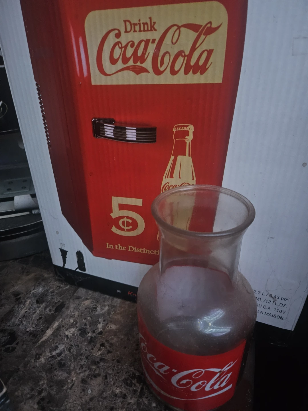 Vintage Coca-Cola Cream Soda Glass Set with mini fridge