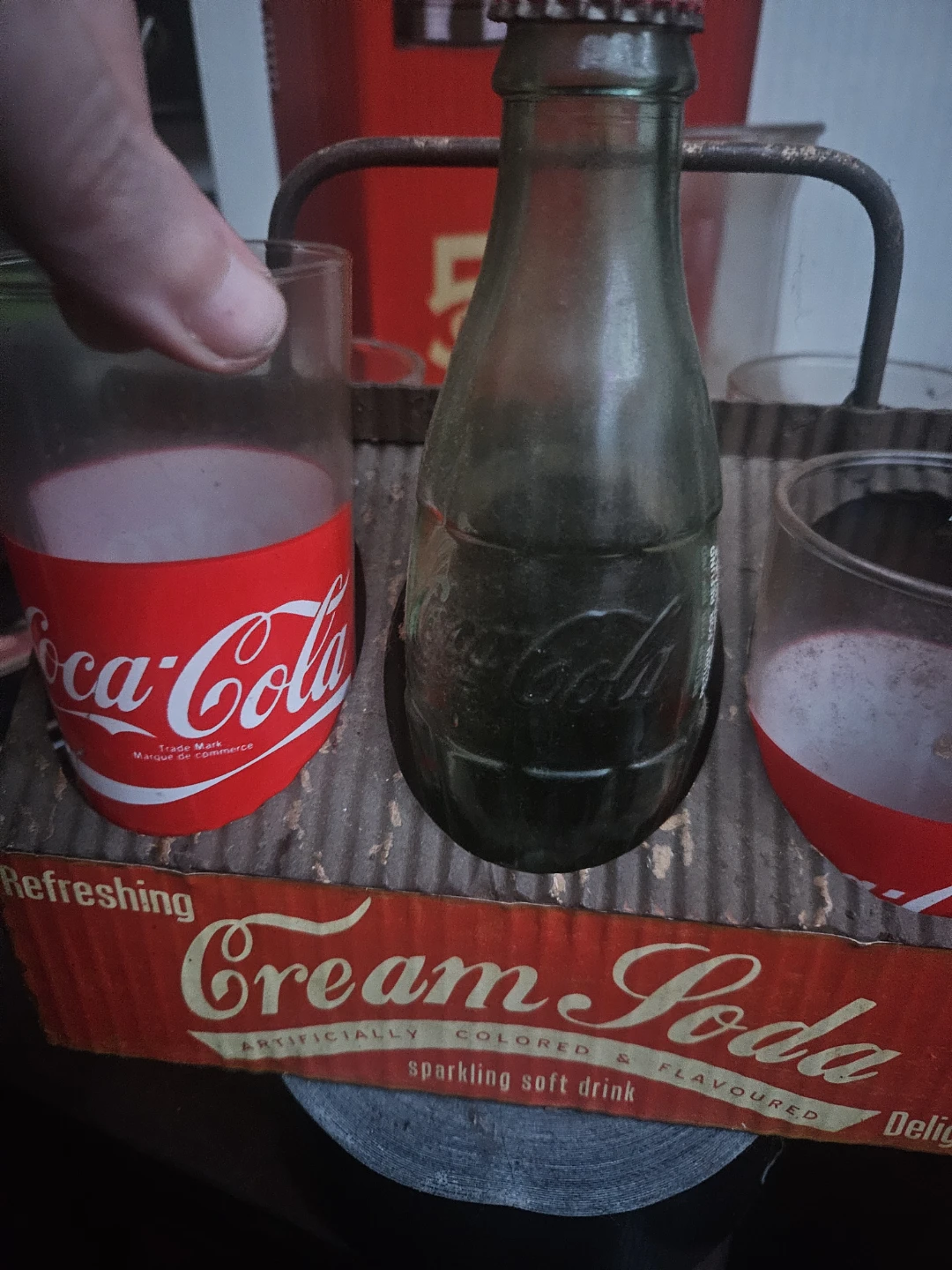 Vintage Coca-Cola Cream Soda Glass Set with mini fridge - photo 2