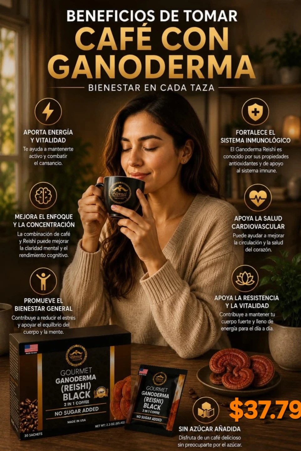 Gourmet Ganoderma Reishi Black 2-in-1 Coffee