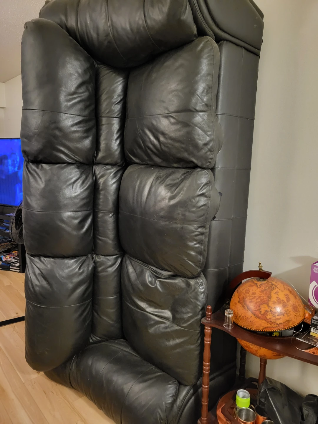 Black Leather Couch Section