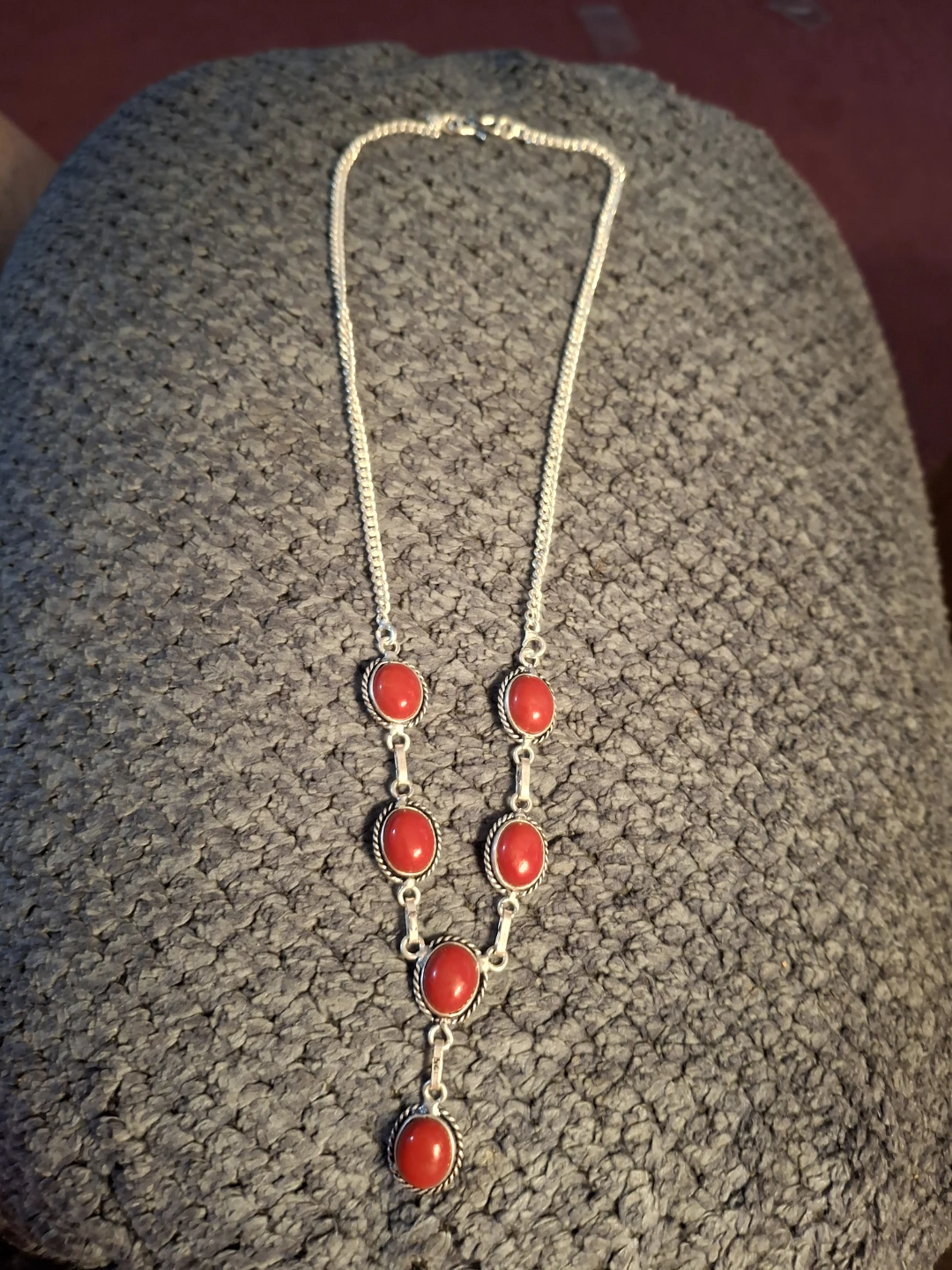 Sterling Silver Red Coral Necklace - photo 2