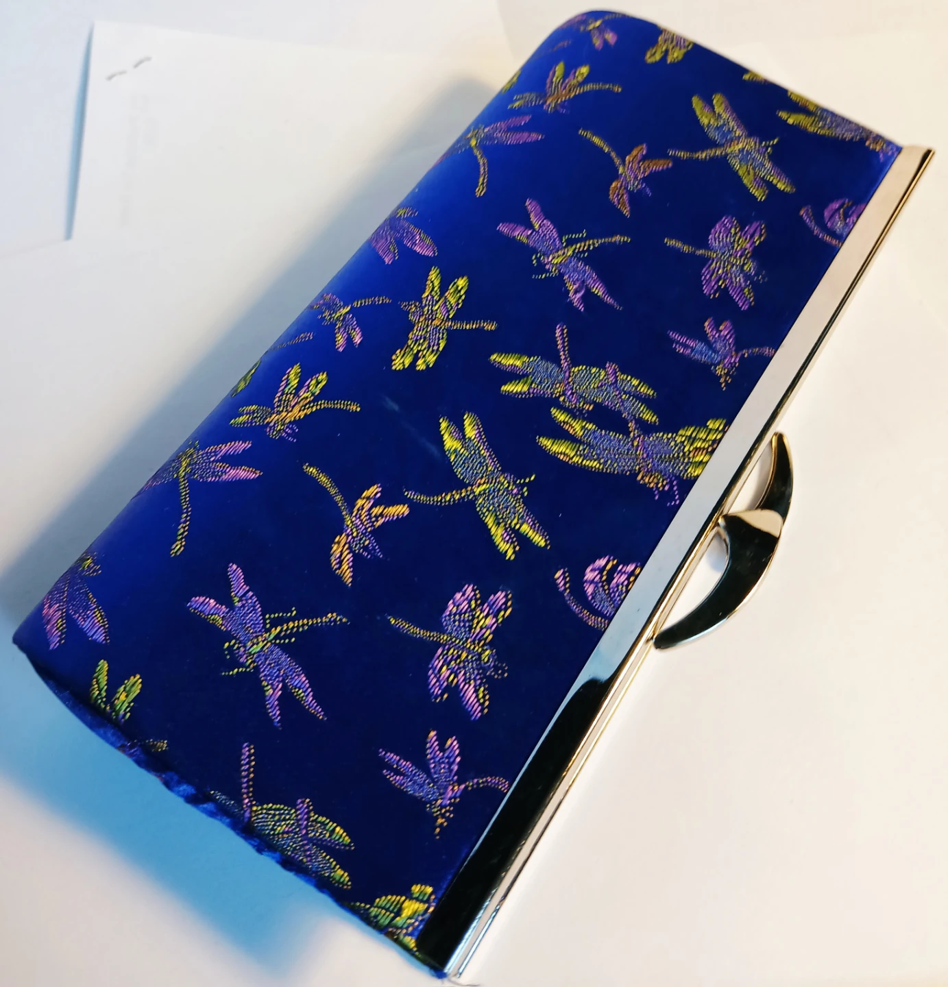 Blue Clutch Purse with Dragonfly Design