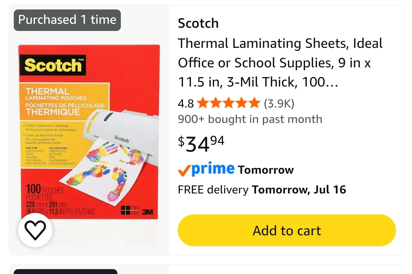 Amazon. Basic laminator with laminating paper($35 on amazon) - photo 2