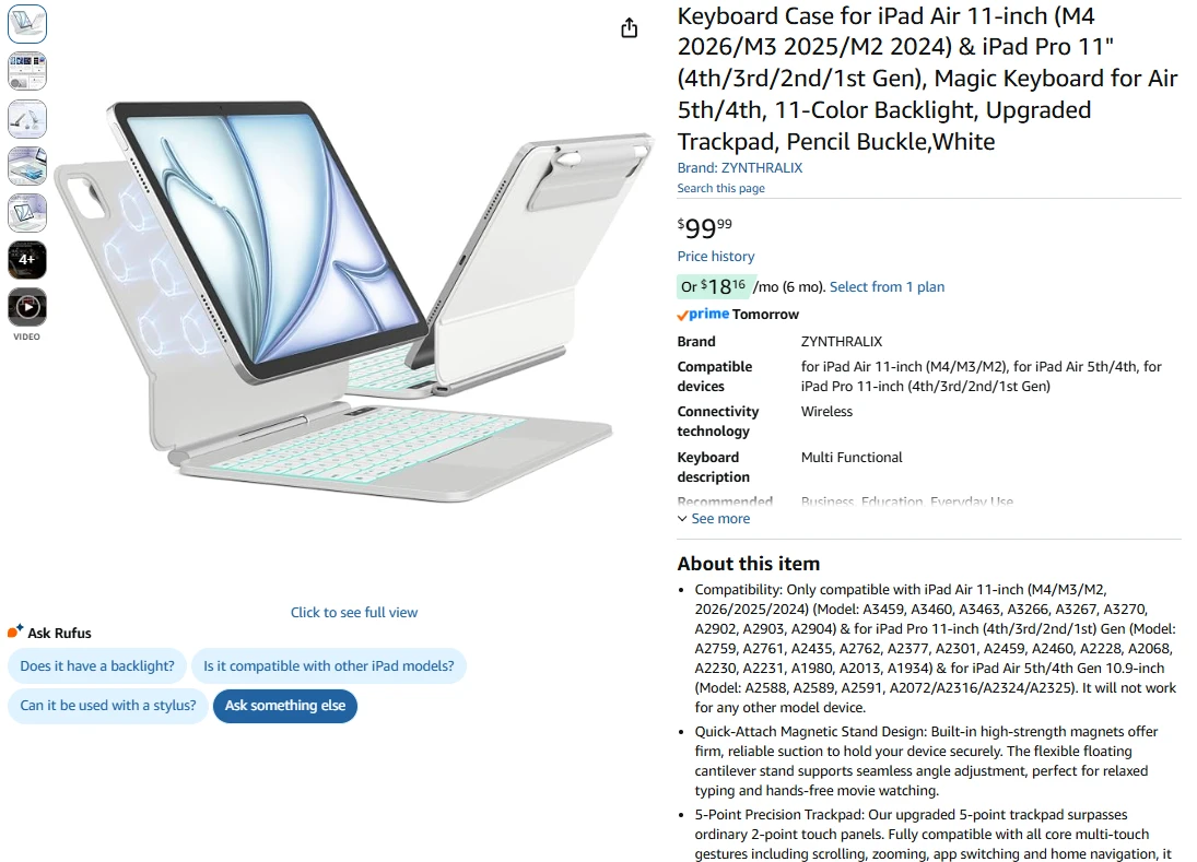 Keyboard Case for iPad Air 11-inch with Trackpad & Backlight - photo 2