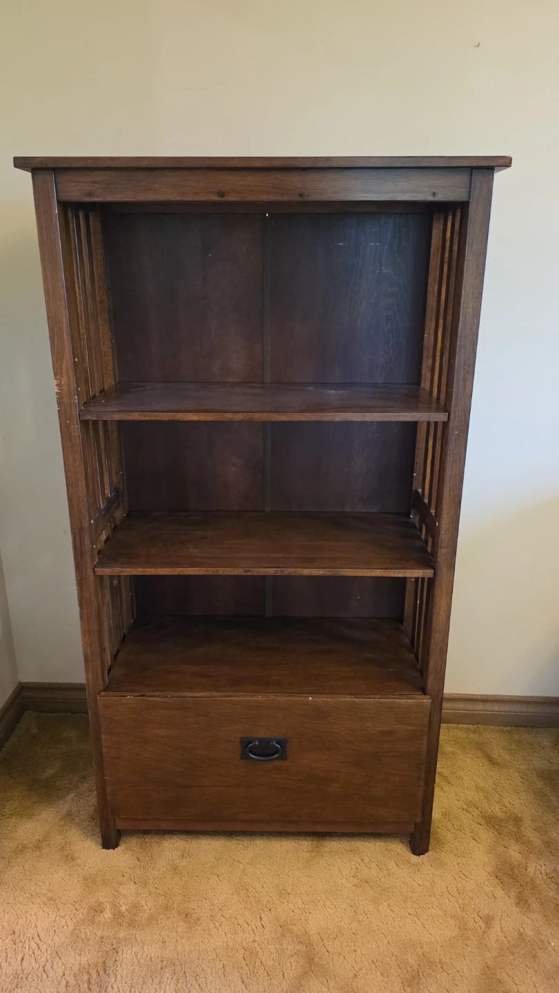 Wooden Bookshelf with Drawer