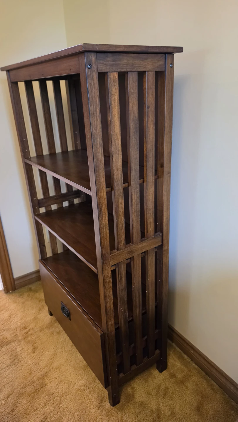 Wooden Bookshelf with Drawer - photo 2