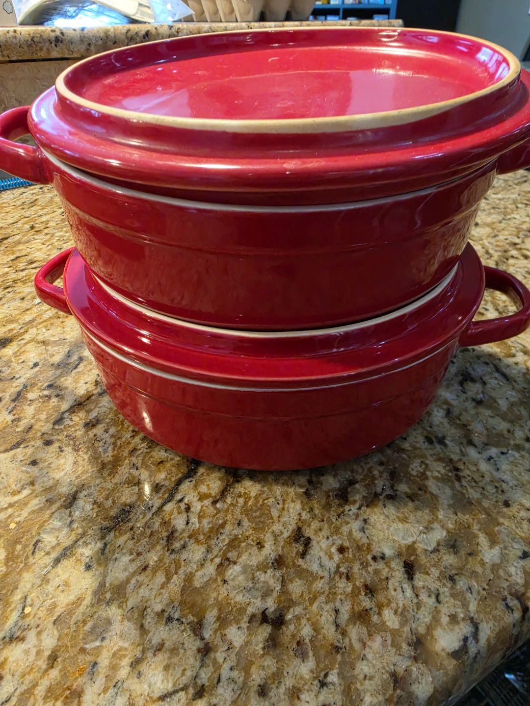 Epicure Red Casserole Dish with Lid for Dips