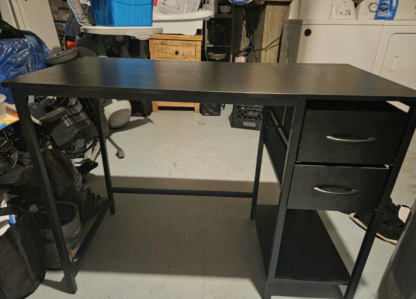 Modern Black Computer Desk with 2 Fabric Drawers - photo 2