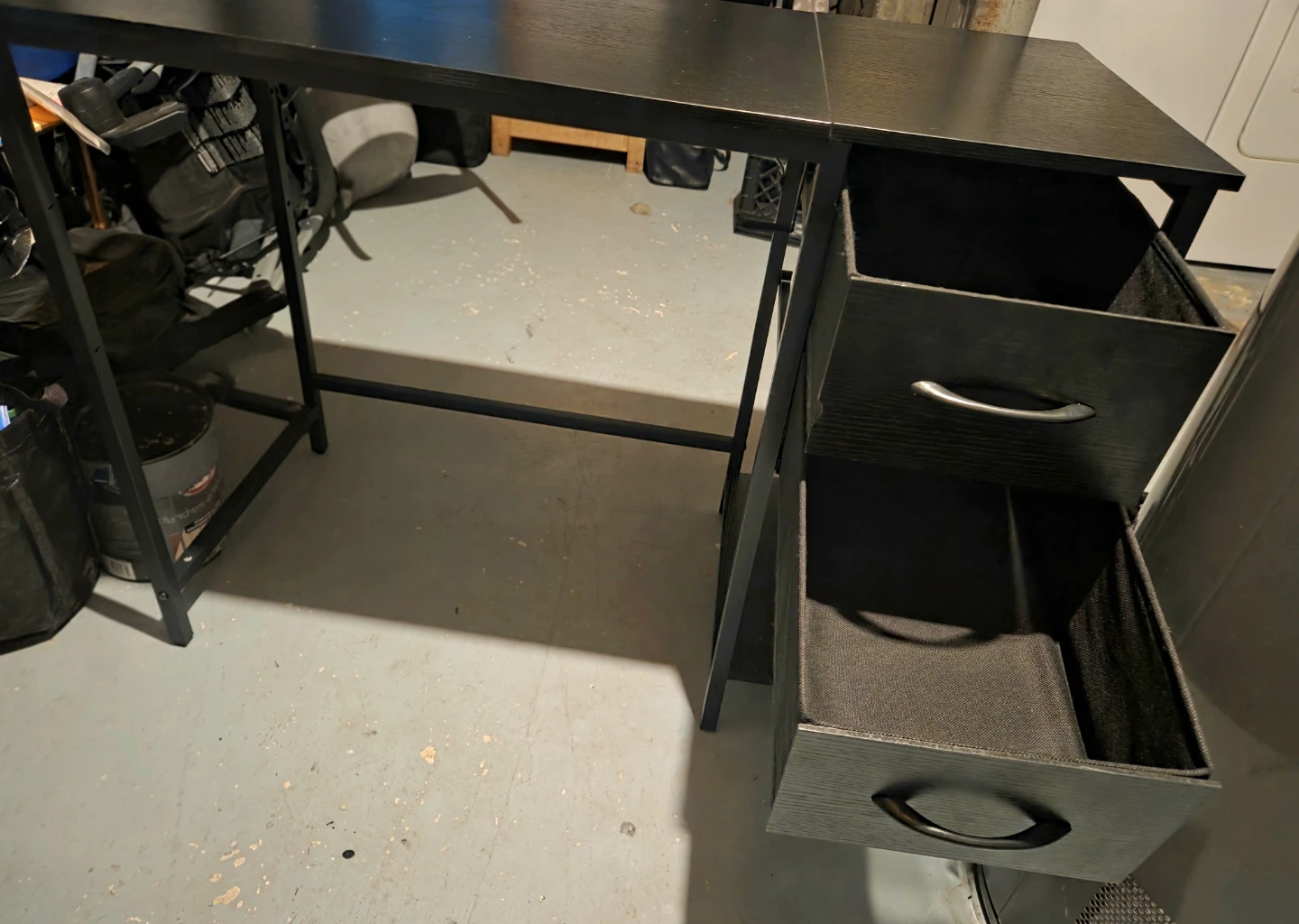 Modern Black Computer Desk with 2 Fabric Drawers - photo 4