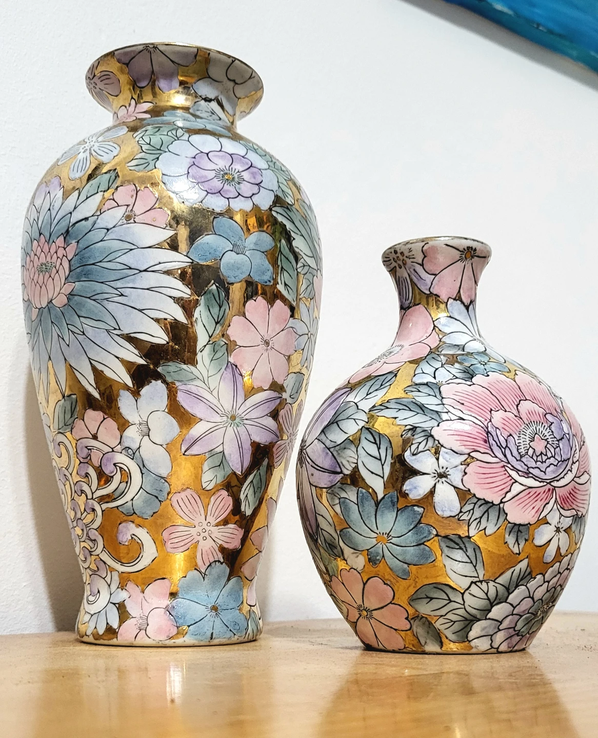 Vintage Toyo Golden Peony Floral Vase Gilded Porcelain