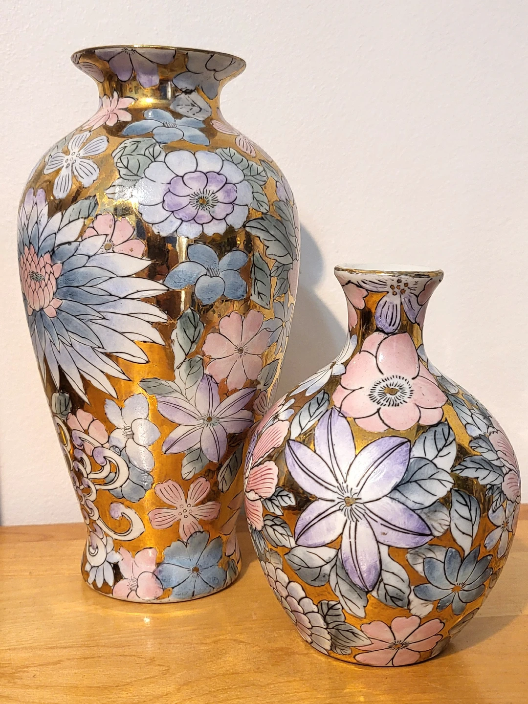 Vintage Toyo Golden Peony Floral Vase Gilded Porcelain - photo 4