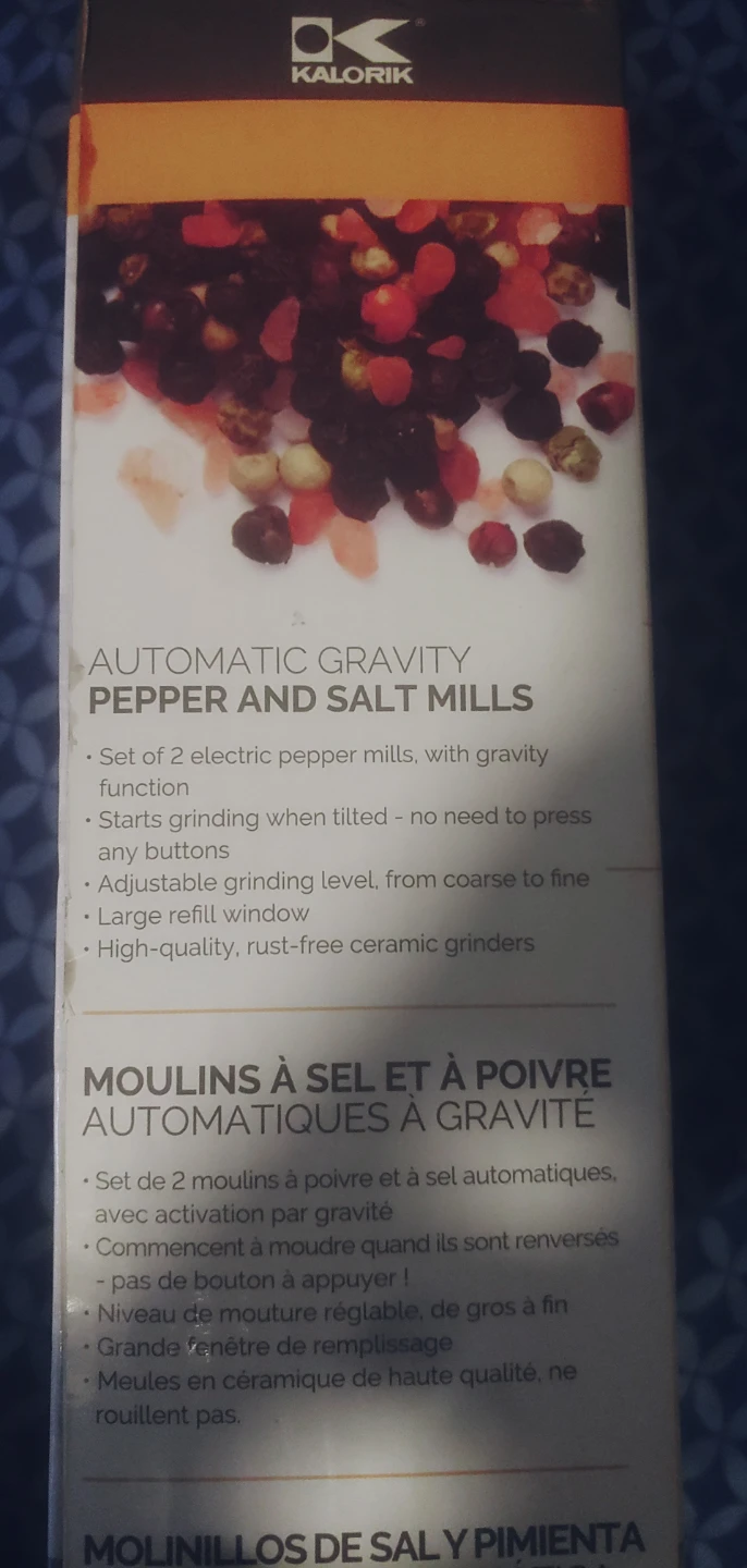 Kalorik Automatic Gravity Salt and Pepper Mills - photo 3