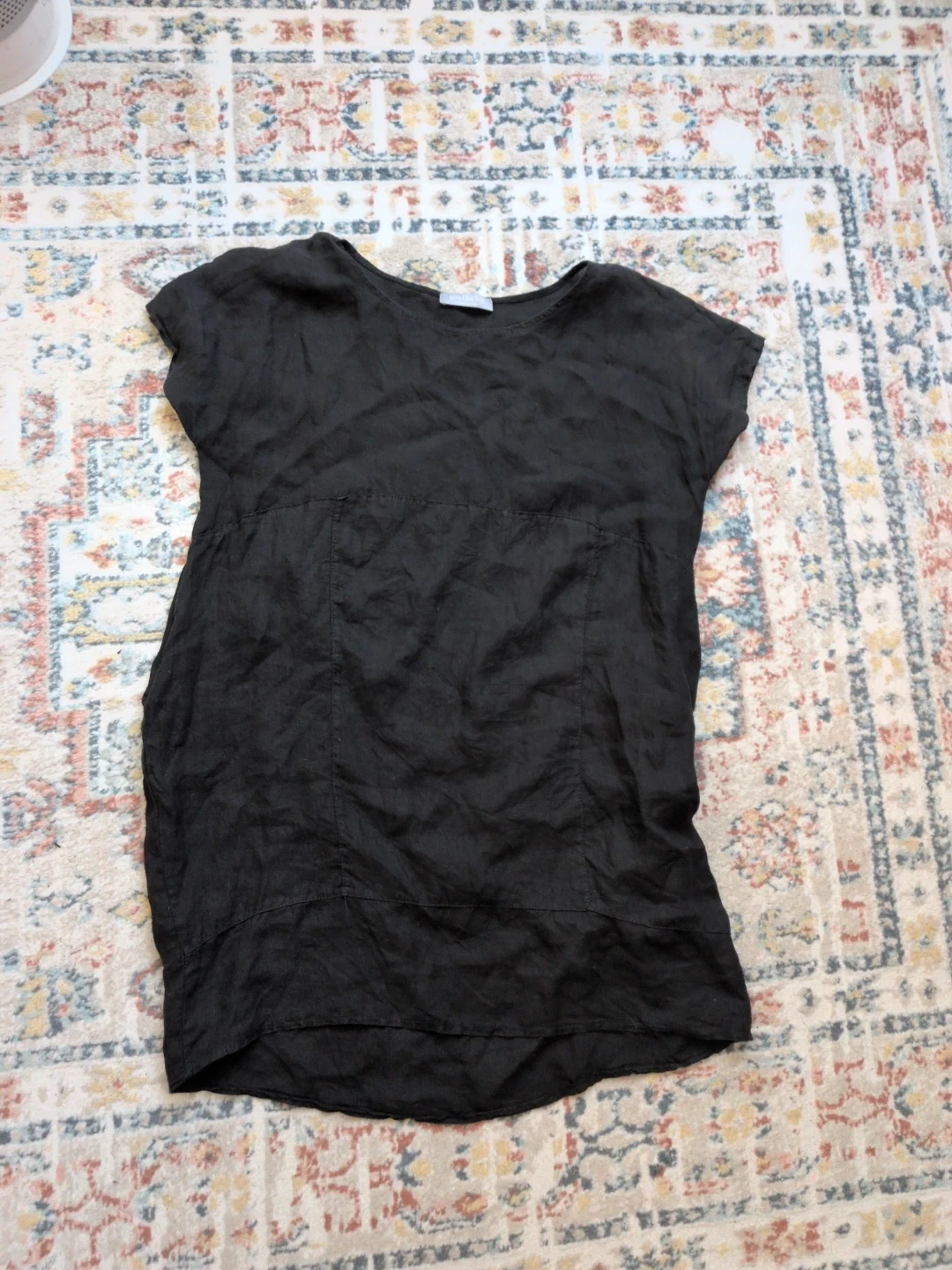 Pistache Black Linen Tunic Dress Made in Italy