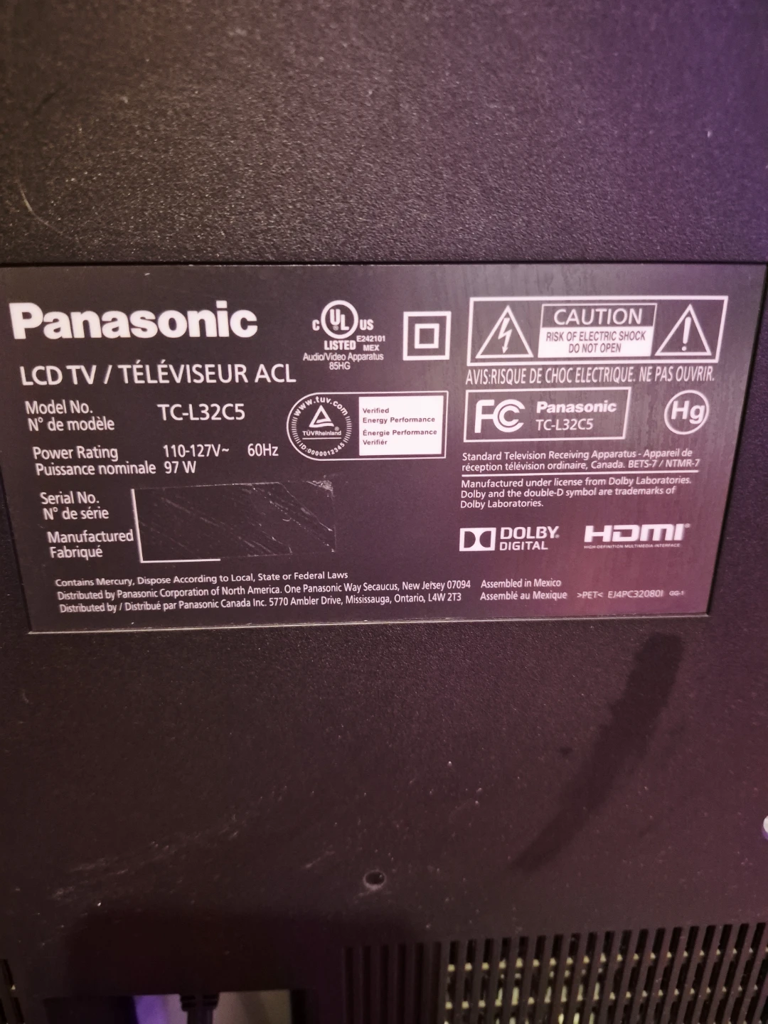 32" Panasonic TV & Remote - photo 5