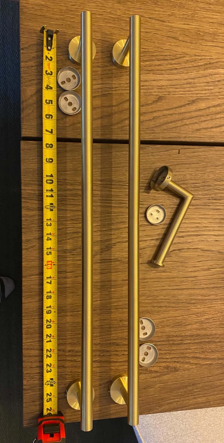 Brushed gold bathroom towel bar (2) and toilet paper holder set