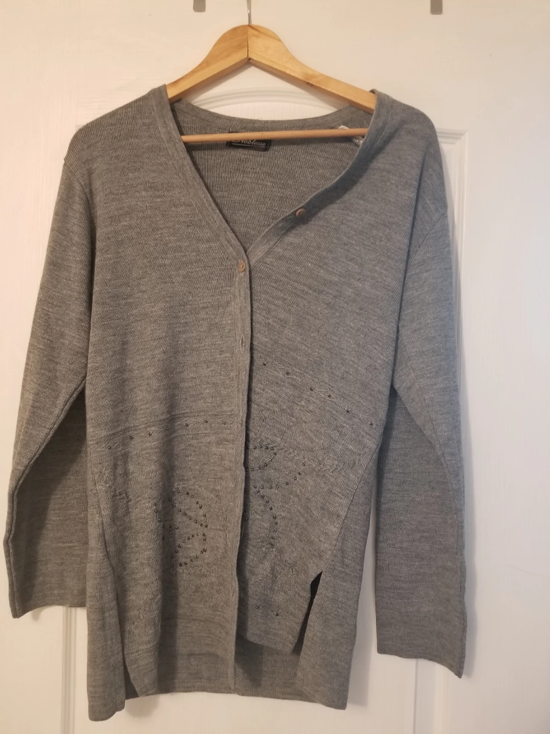Noblesse Grey Cardigan with Stud Detail