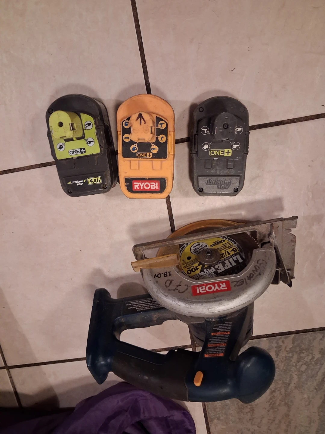 Ryobi 18V Circular Saw with 3 Batteries
