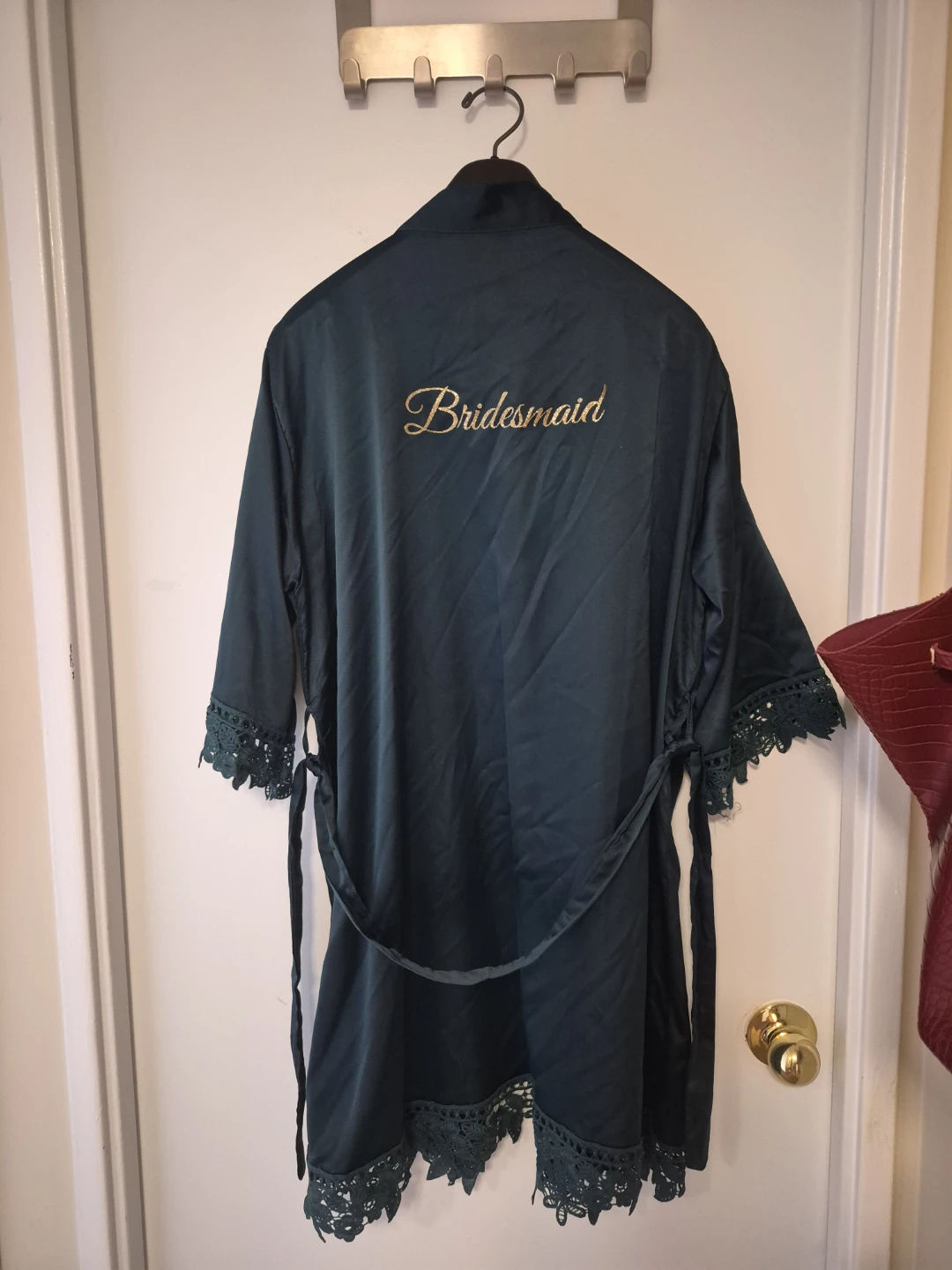 Bridesmaid Robe size L dark green, violet - photo 2